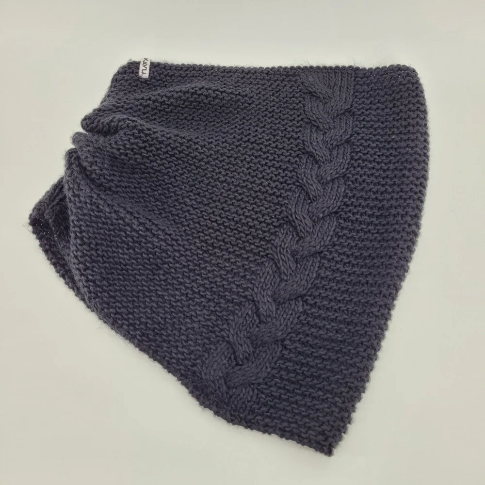 KAVU Knit Neck Gaiter Scarf Black‎ Cozy Cable Knit Acrylic